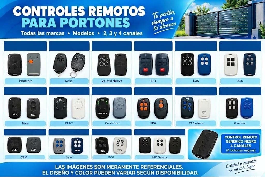 Catálogo de controles remotos nuevos para portones, de 2, 3 y 4 canales